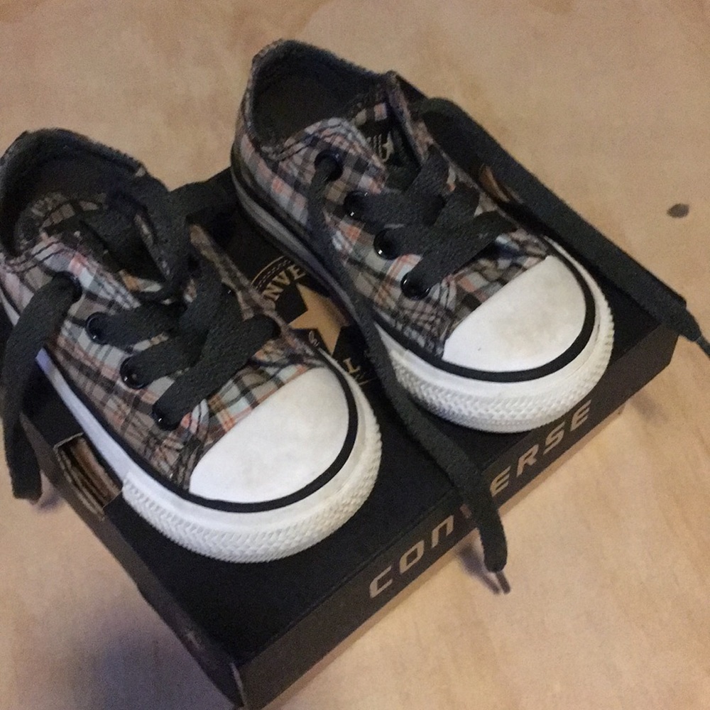 Infant Converse Olive Gray Plaid